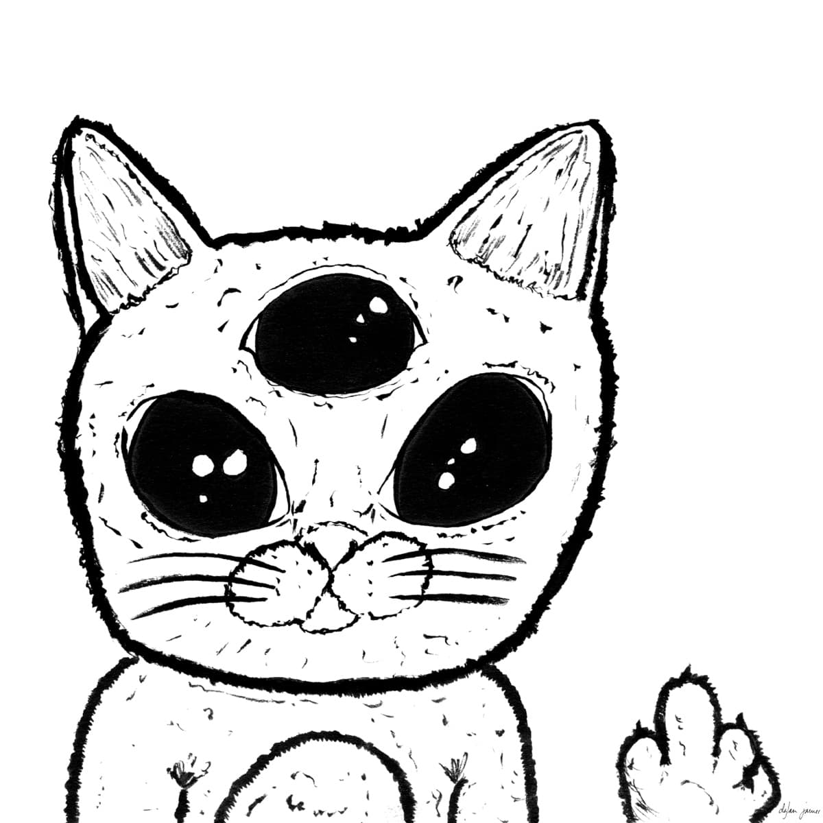 Illustration dylan-yarter-ink-illustration-third-eye-kitty