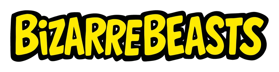 BizarreBeasts logo, yellow, transparent background.